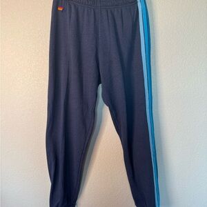 Aviator Nation Dark Blue Sweatpants with Sky Blue Five Stripe